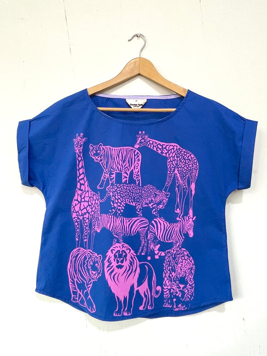 Camiseta en Popelina Azul Leon