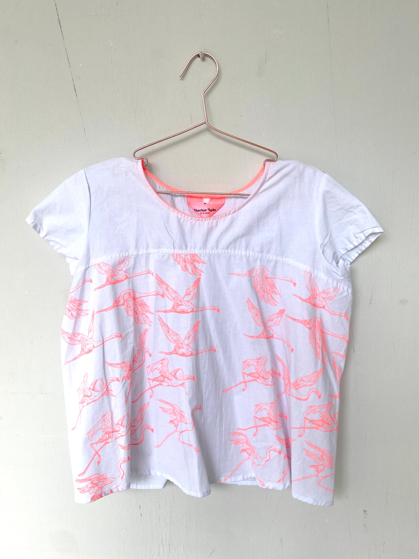 Camiseta en Popelina Flamingos (mancha de tinta)